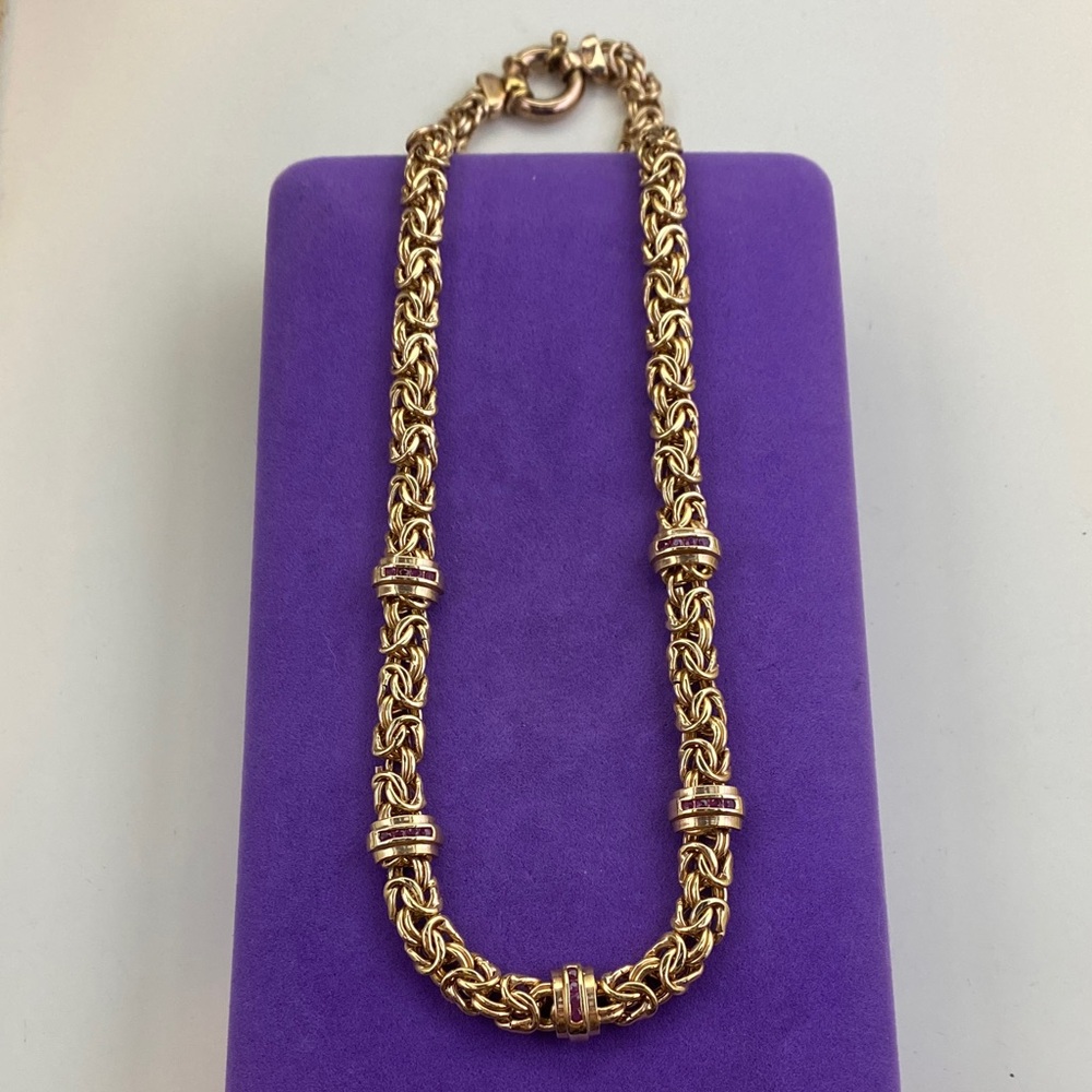 💛 Elegant 18k Gold Vermeil 925 Byzantine Chain Necklace